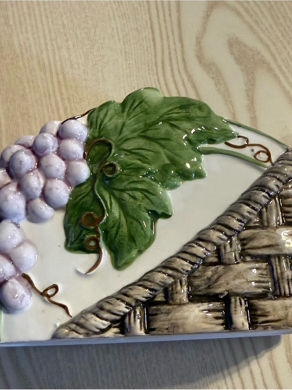 Vintage Decorative Grape Ceramic Napkin Holder - Green & Purple, Grapes